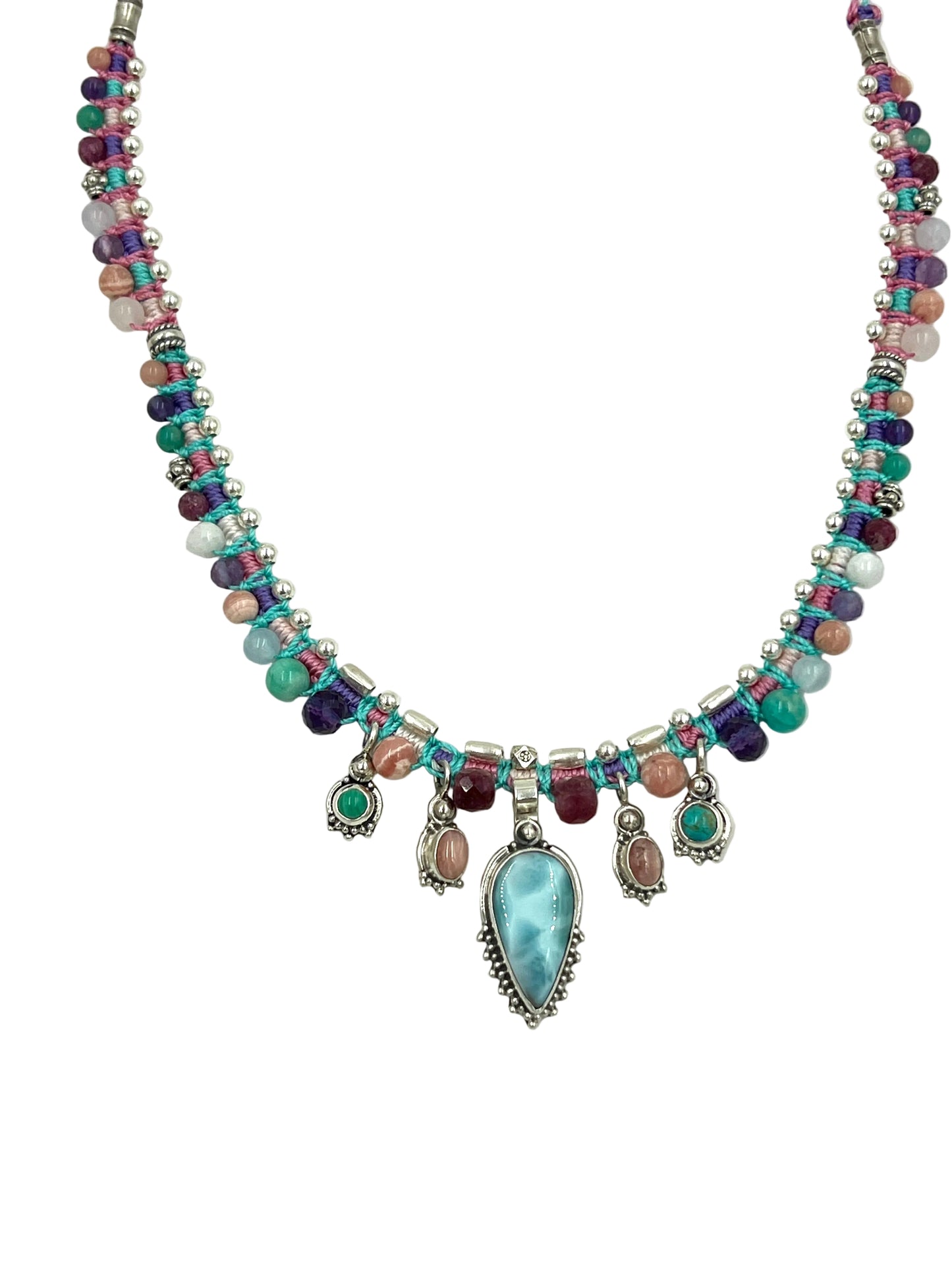 Macrame Larimar Necklace