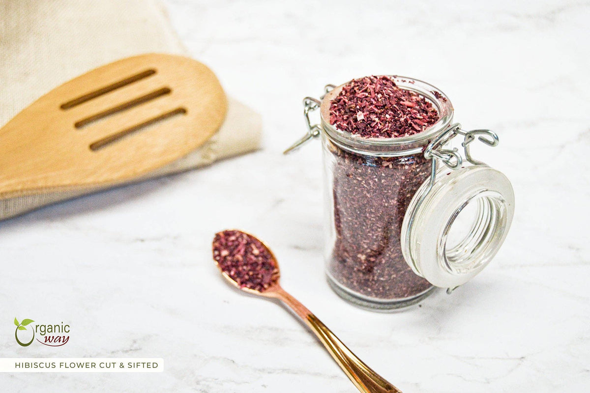 Dried Hibiscus Flower Cut & Sifted (Hibiscus rosa-sinensis) | Herbal Tea | Kosher Certified | Raw, Vegan, Non GMO & Gluten Free | USDA Certified | Origin - India