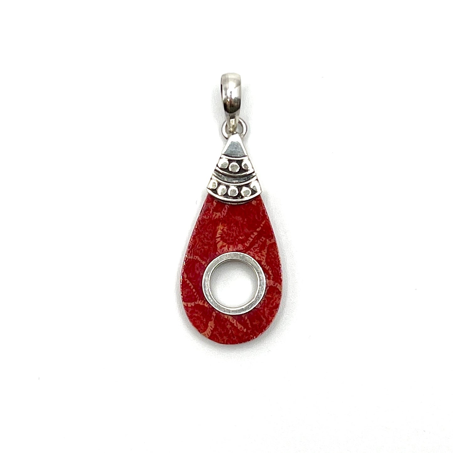 Sterling Silver Red Coral Beaded Pendants