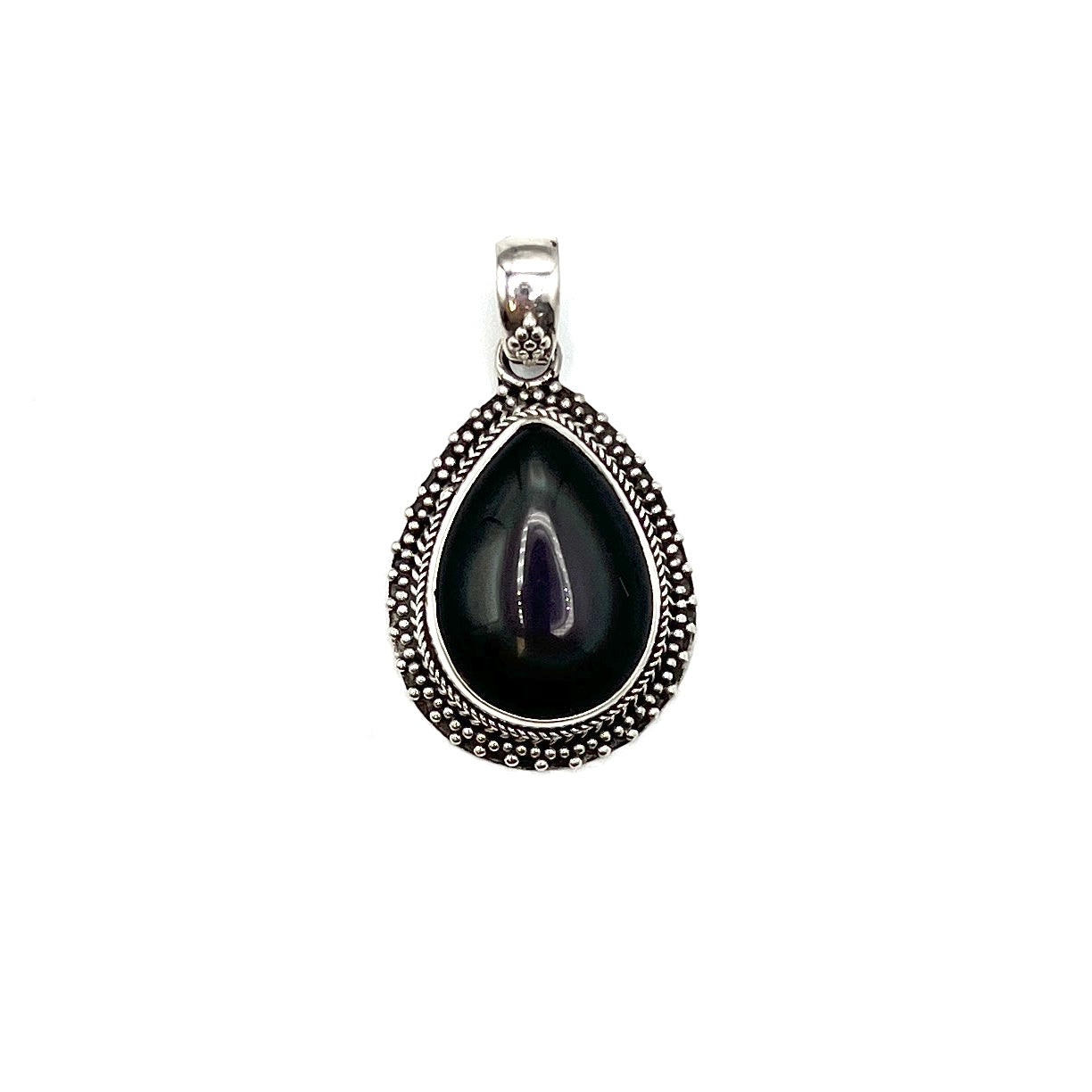 Sterling Silver Rainbow Obsidian Teardrop Pendants