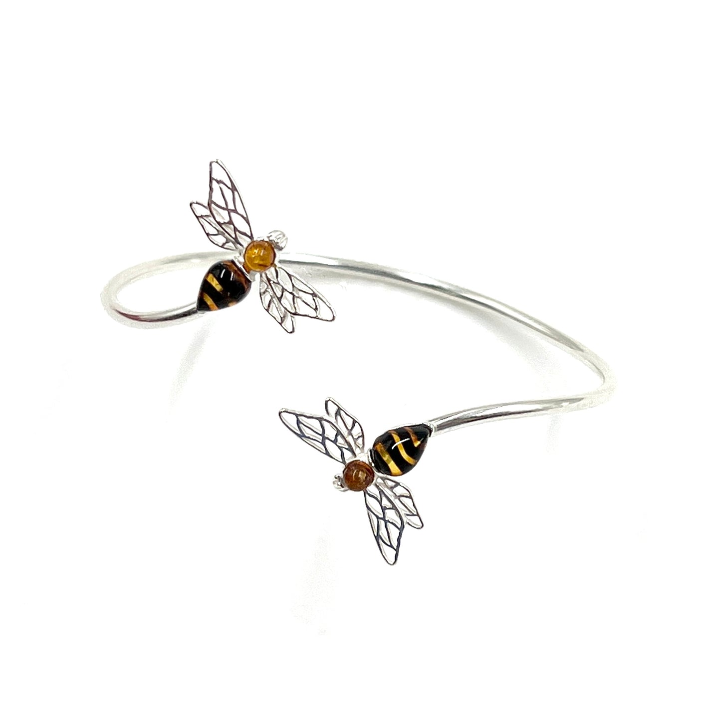 Sterling Silver Amber Bee Cuff
