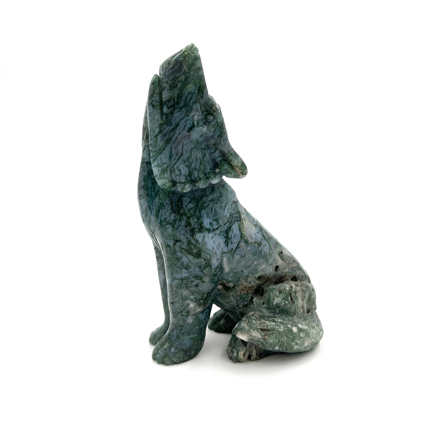 Moss Agate Howling Wolves