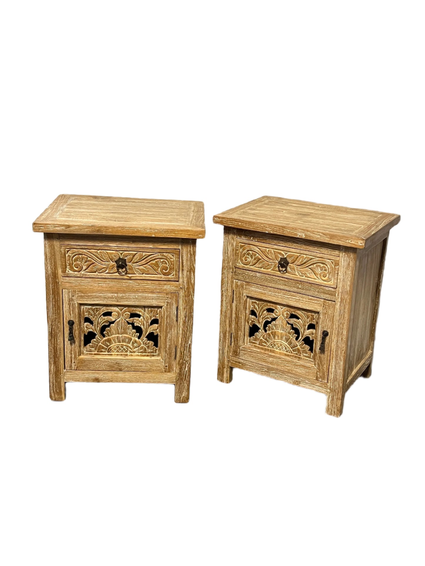 White Washed Teakwood Night Stands
