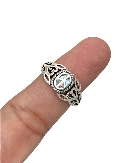 Sterling Silver Shell Peace Ring
