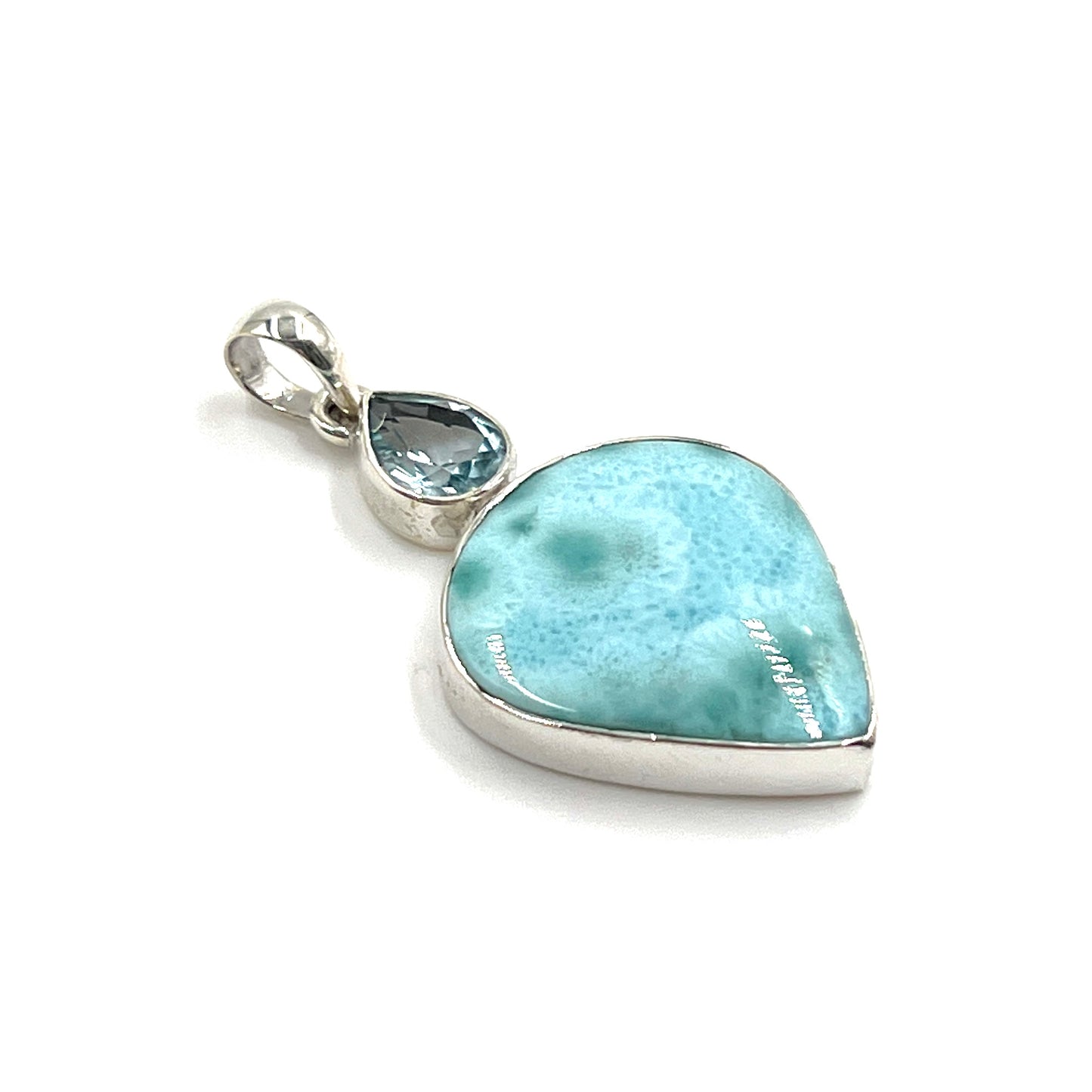 Sterling Silver Larimar & Blue Topaz Pendants