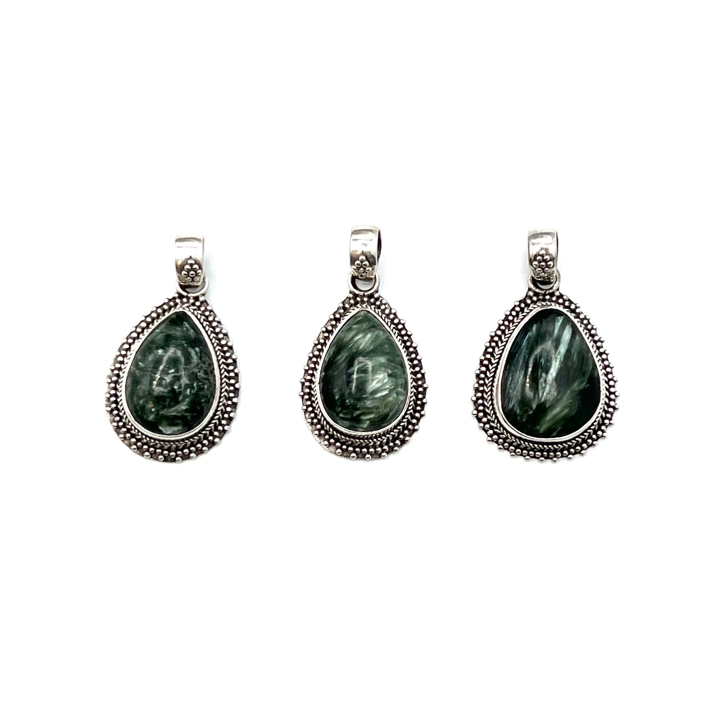 Sterling Silver Seraphinite Teardrop Pendants