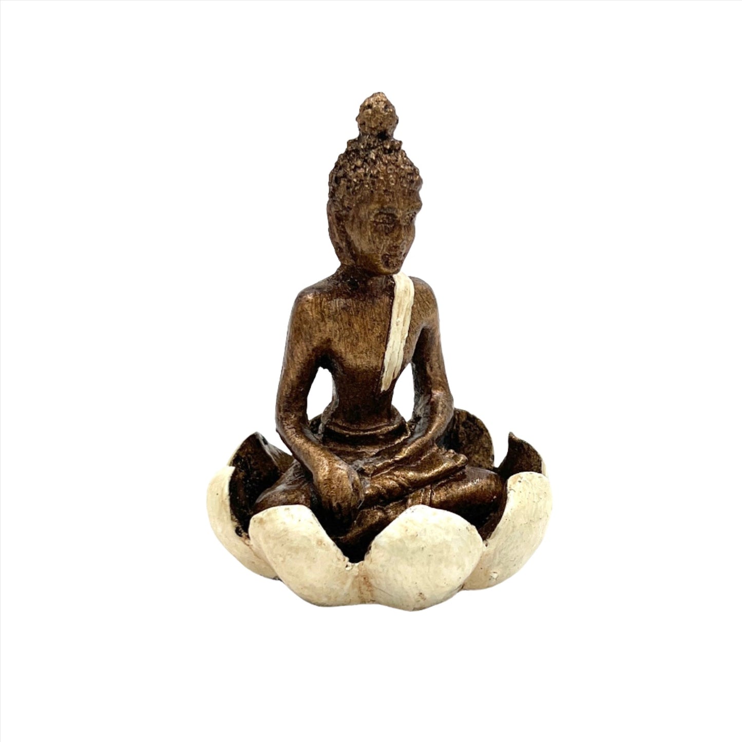 Hand Painted Resin Buddha Incense Burner on Lotus Flower