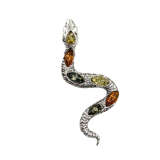 Sterling Silver Amber Snake Pendants