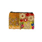 Colorful embroidered pouch on a white background