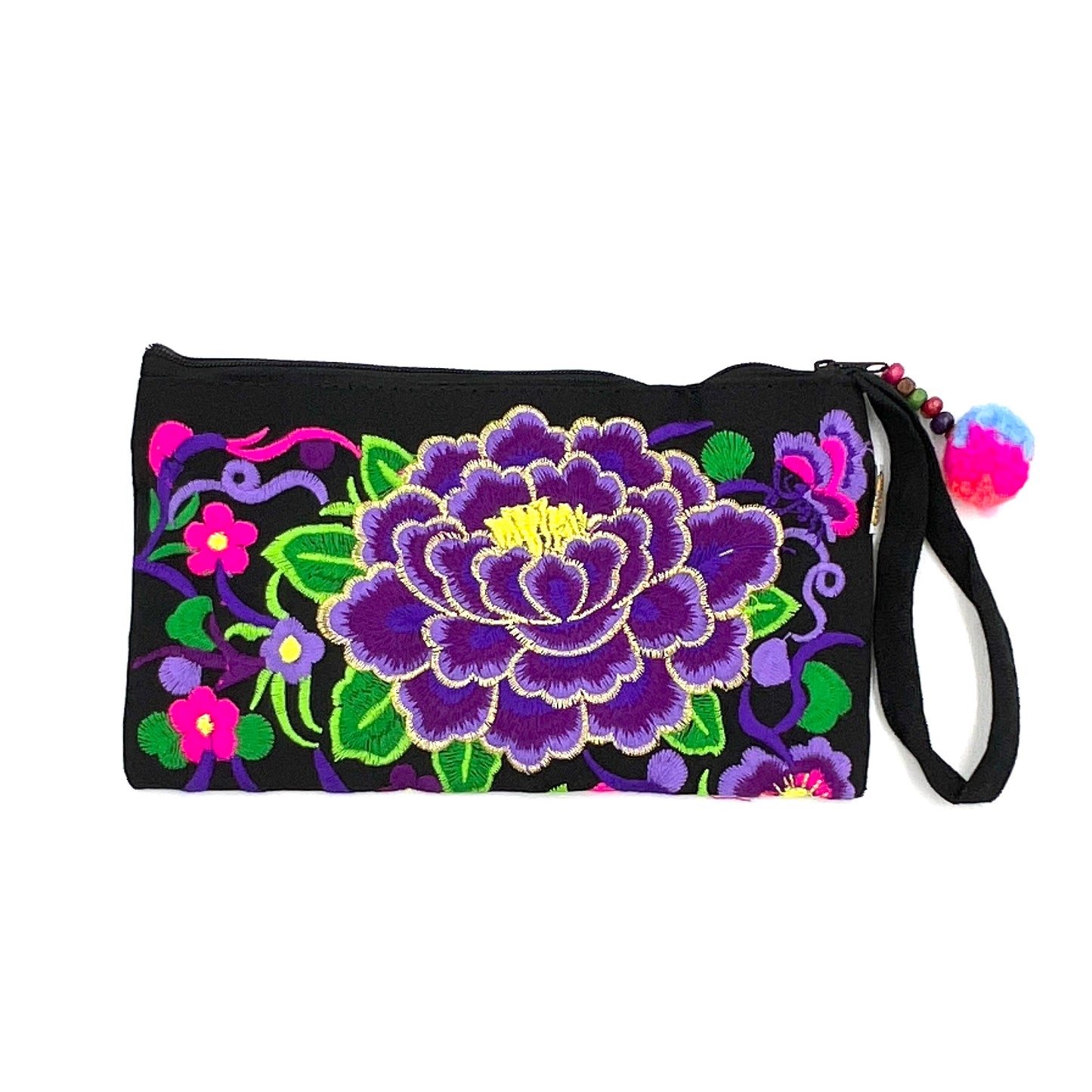 Embroidered Lotus Flower Coin Bags