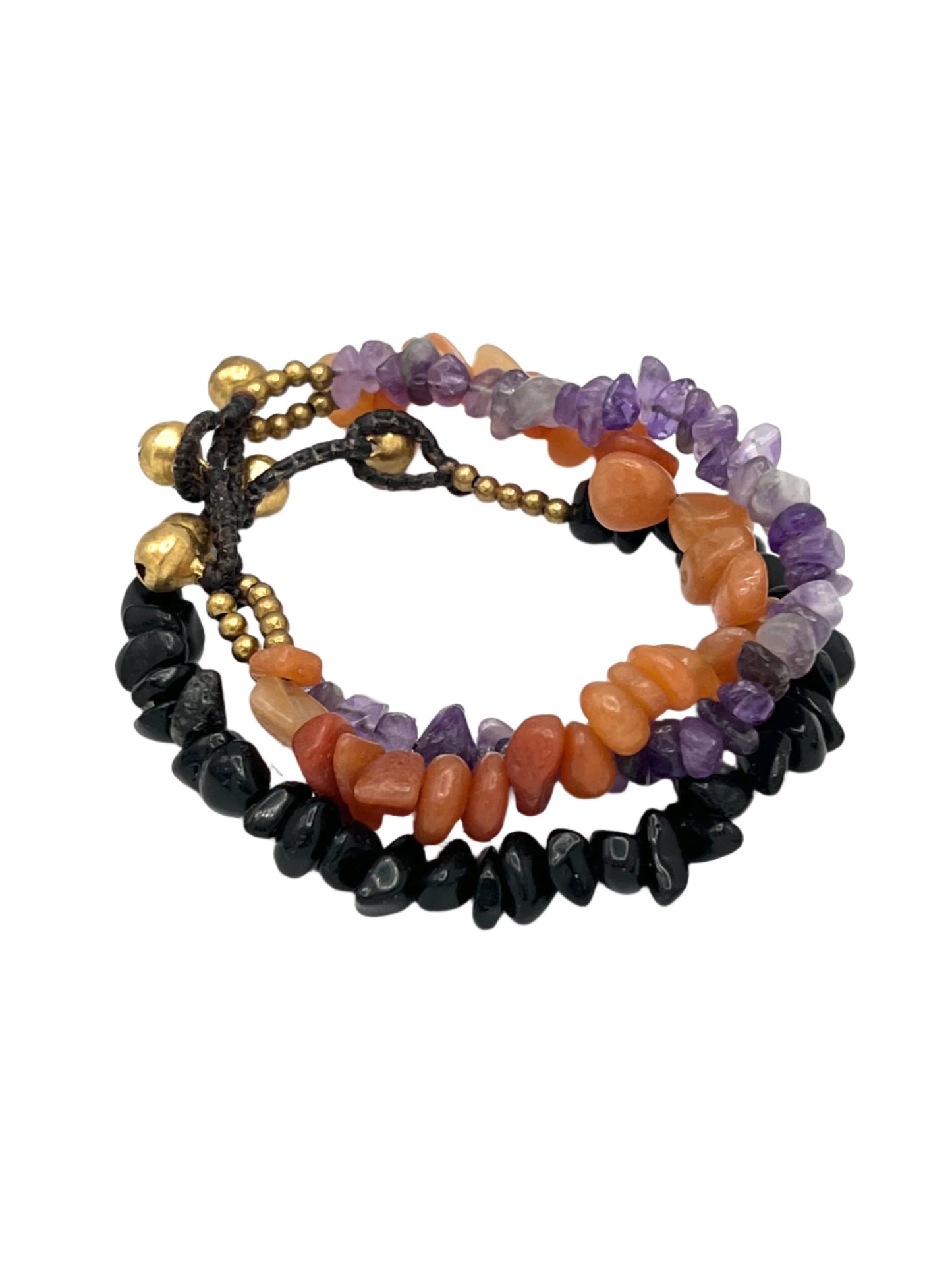 Chunky Gemstone Chip Brass Bracelet