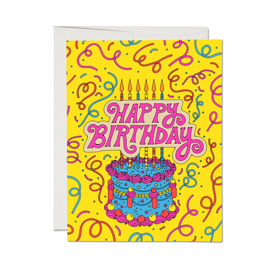 Happy Birthday Cake and Confetti Card