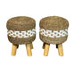 Teakwood & Rattan Table & Stool Sets