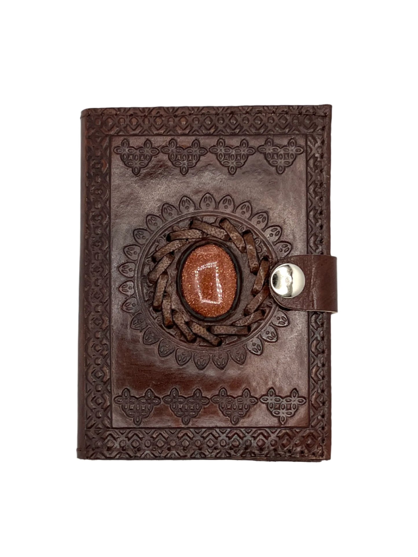 Camel Leather Gemstone Journal | Mandala | 5" x 3.5" x 1/2"