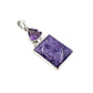 Sterling Silver Amethyst & Charoite Square Pendants