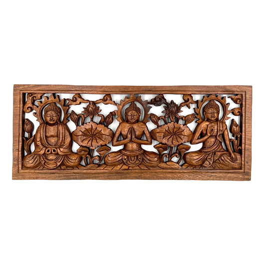 Tri-Buddha Mudra Panel Carving