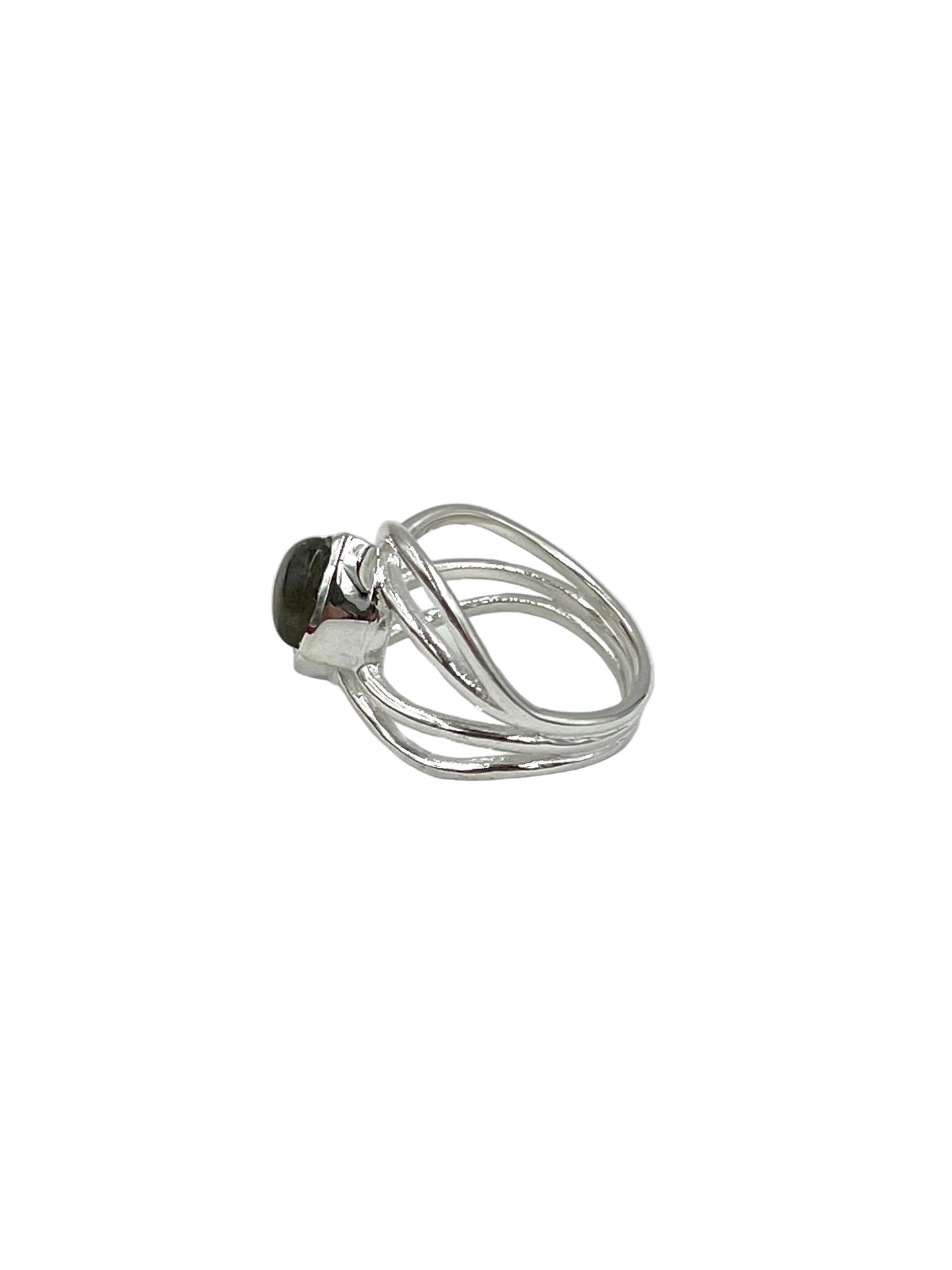 Trillion Labradorite & Blue Topaz Ring