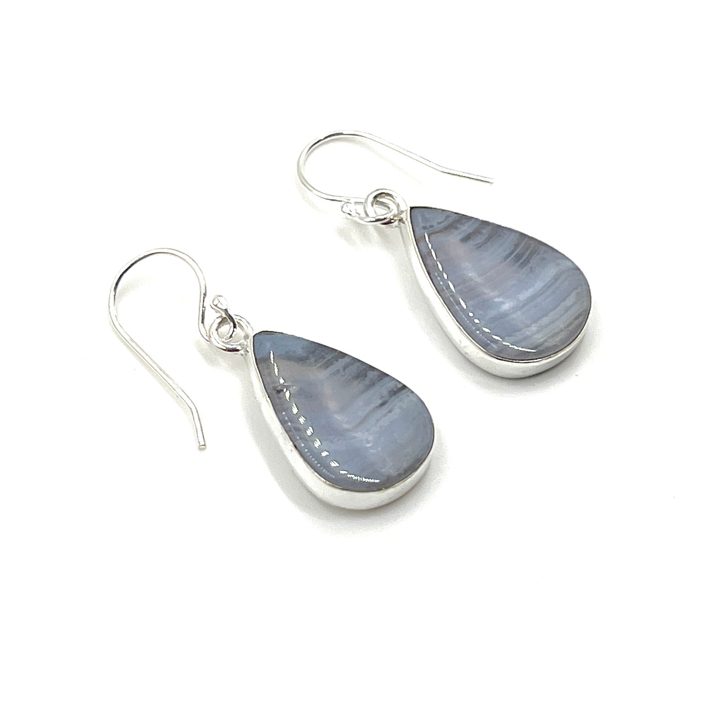 Teardrop Blue Lace Agate Earrings