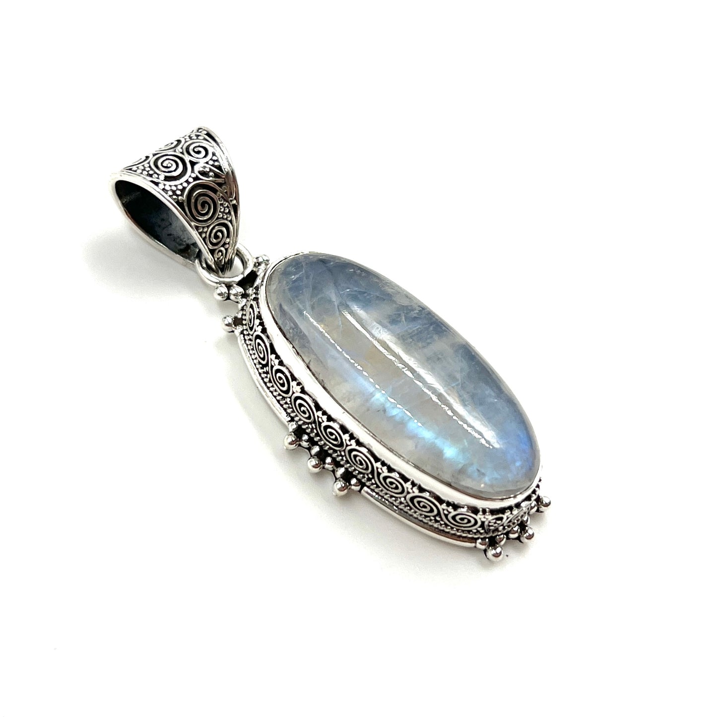 Sterling Silver Filigree Oval Moonstone Pendants