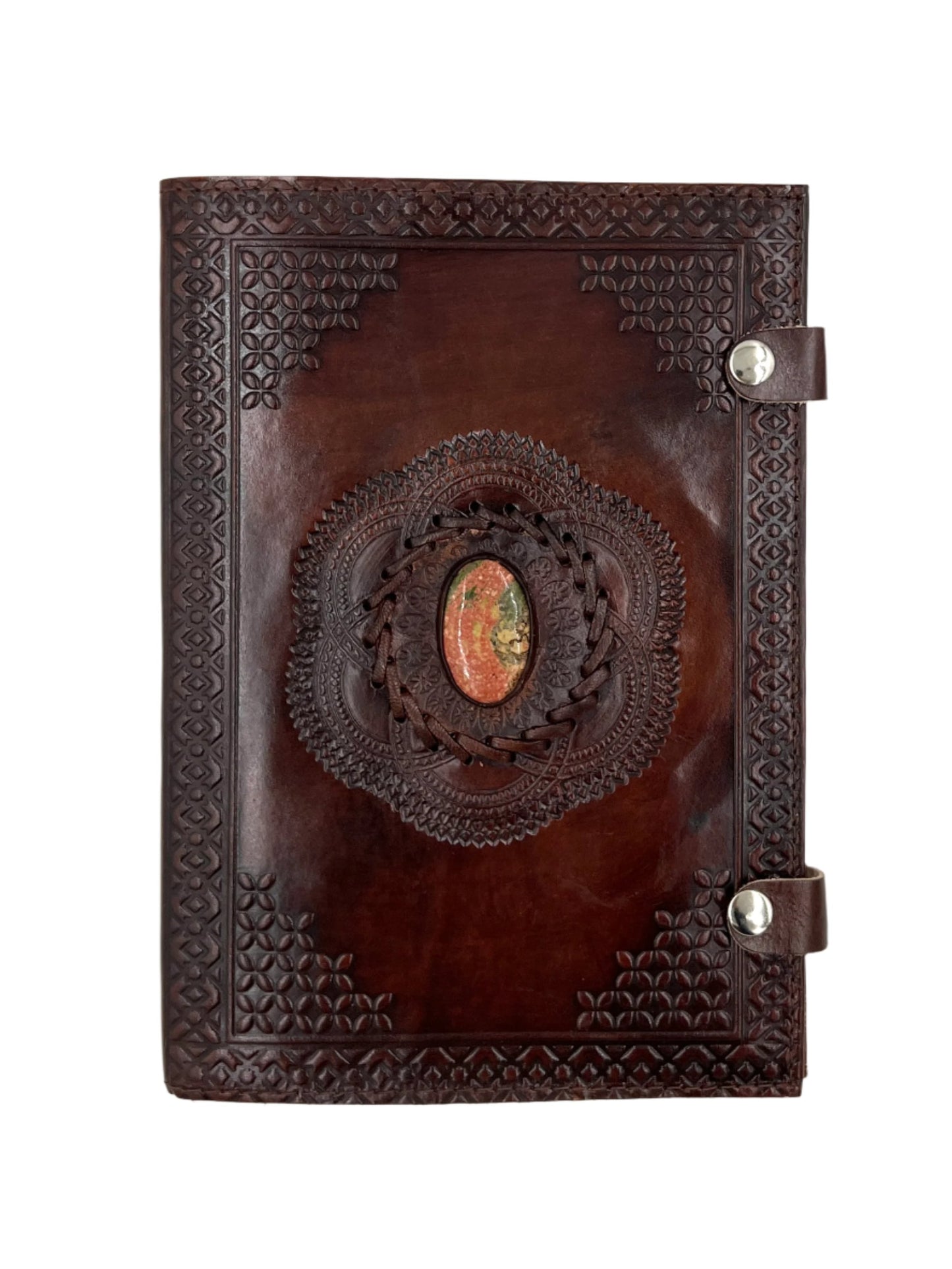 Camel Leather Gemstone Journal | Lotus | 10" x 7" x 1/2"