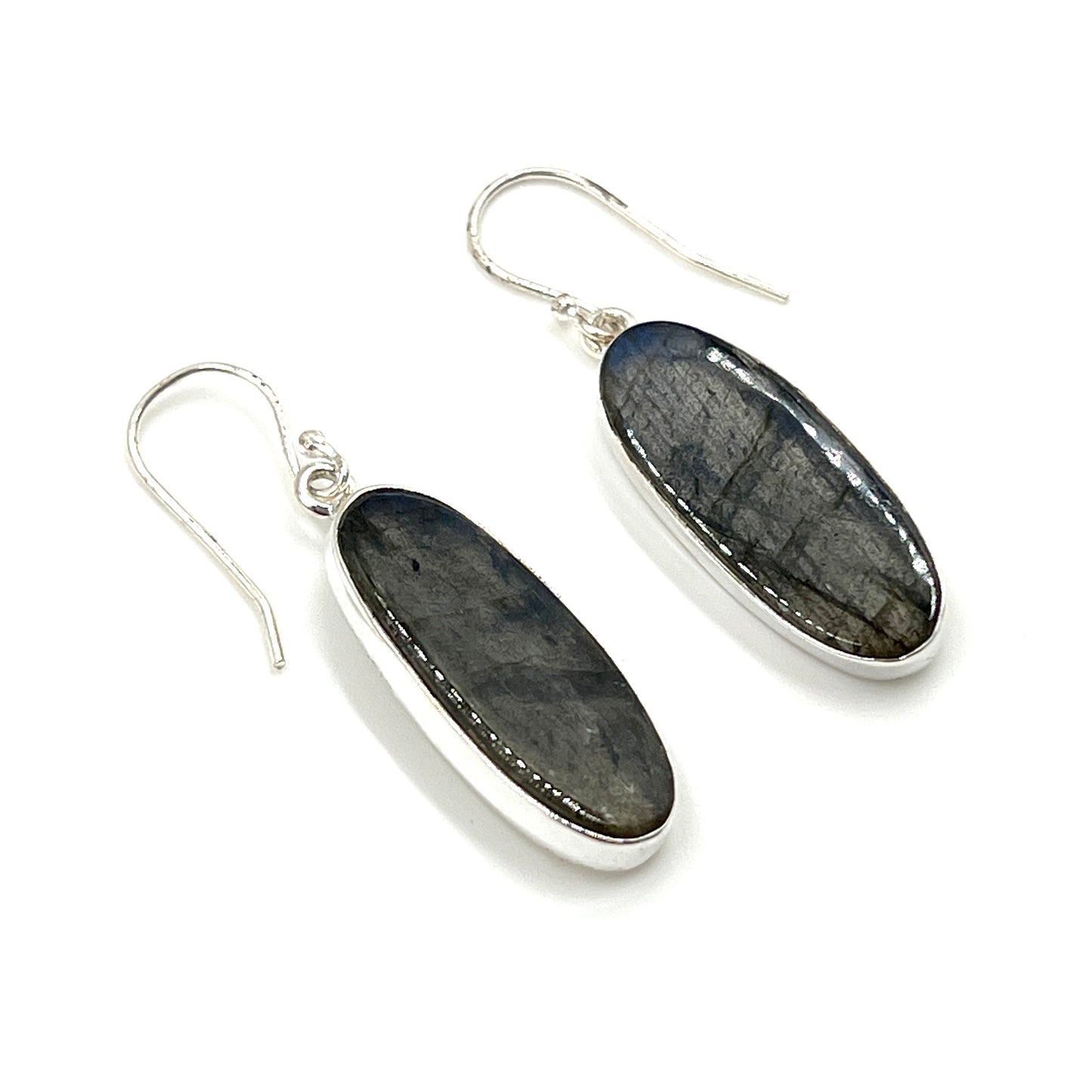 Sterling Silver Oval Labradorite Earrings