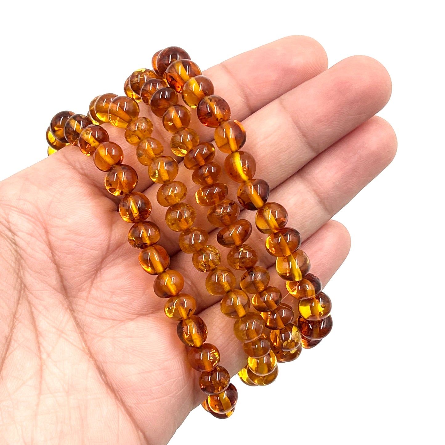 Polished Honey Amber Stretchy Bracelets