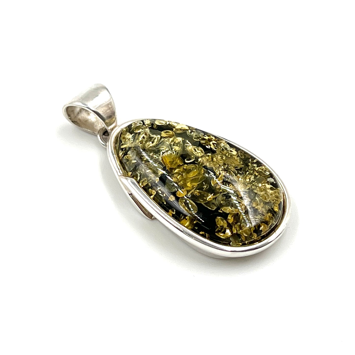 Green Amber Freeform Pendants