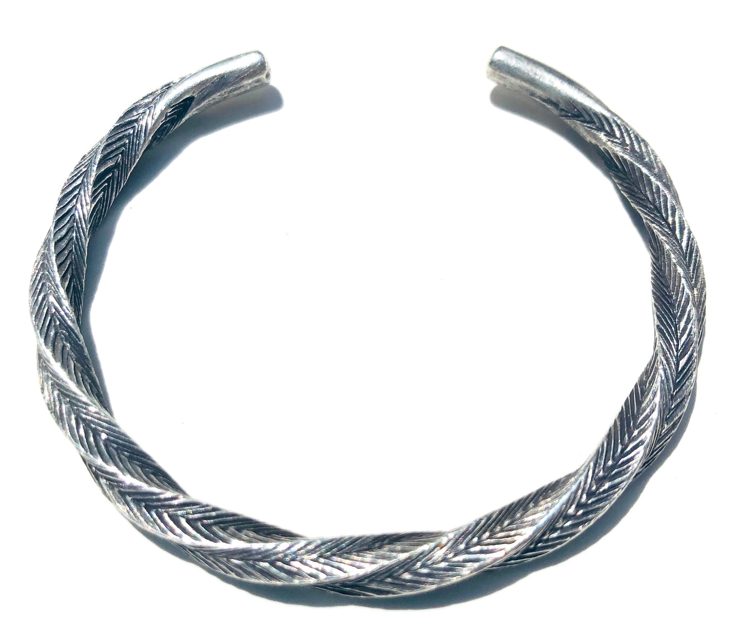 Sterling Silver Twisted hammered Hill Tribe Cuff Bracelet
