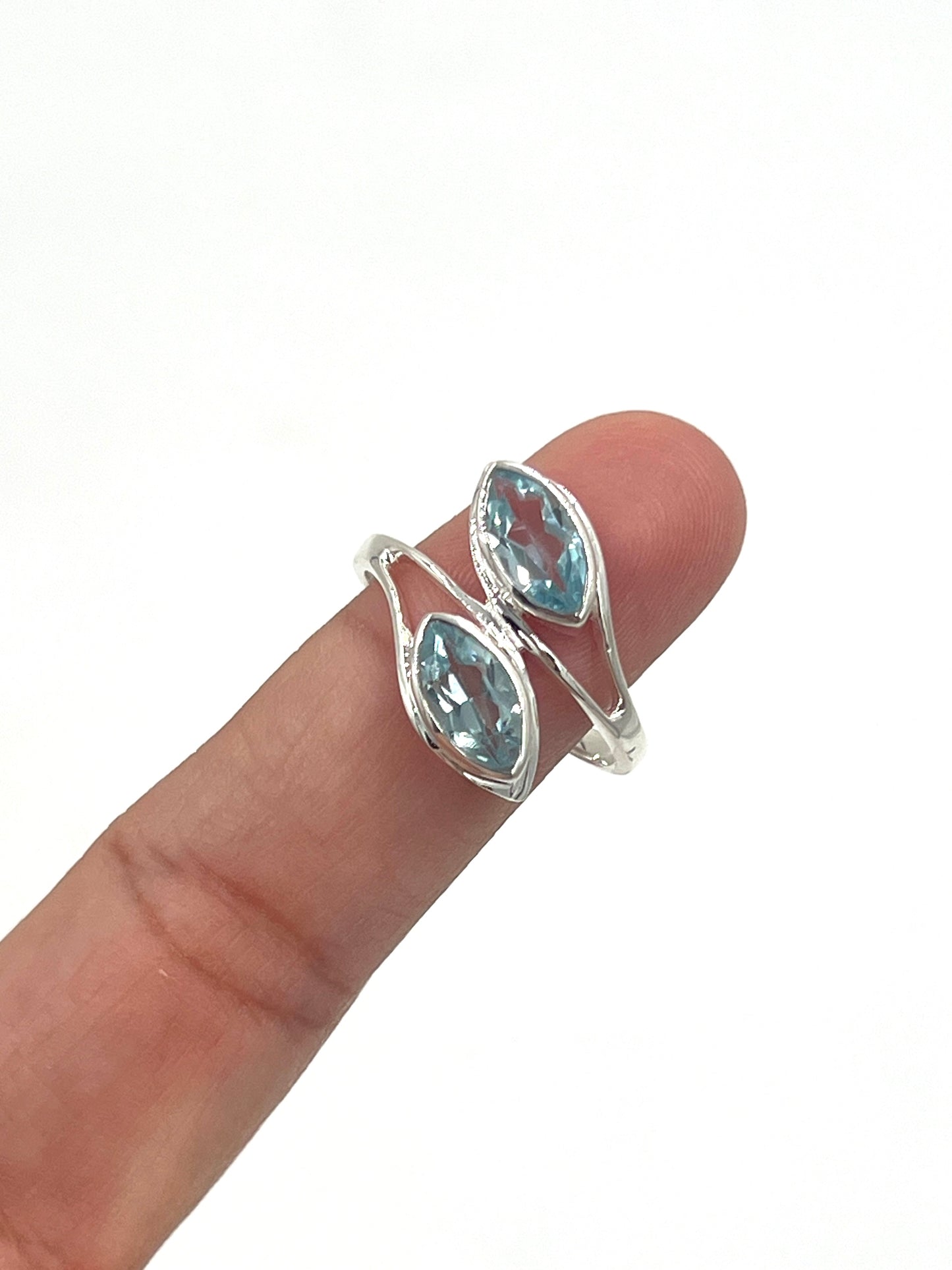 Double Marquise Blue Topaz Ring