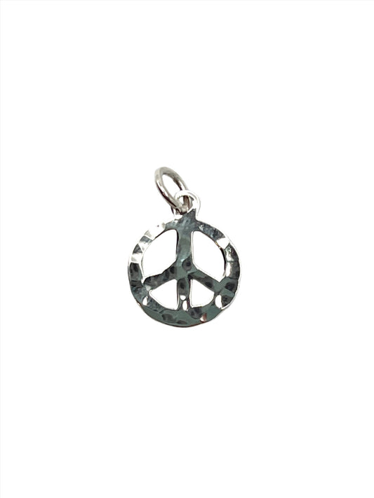 Sterling Silver Hammered Peace Pendant