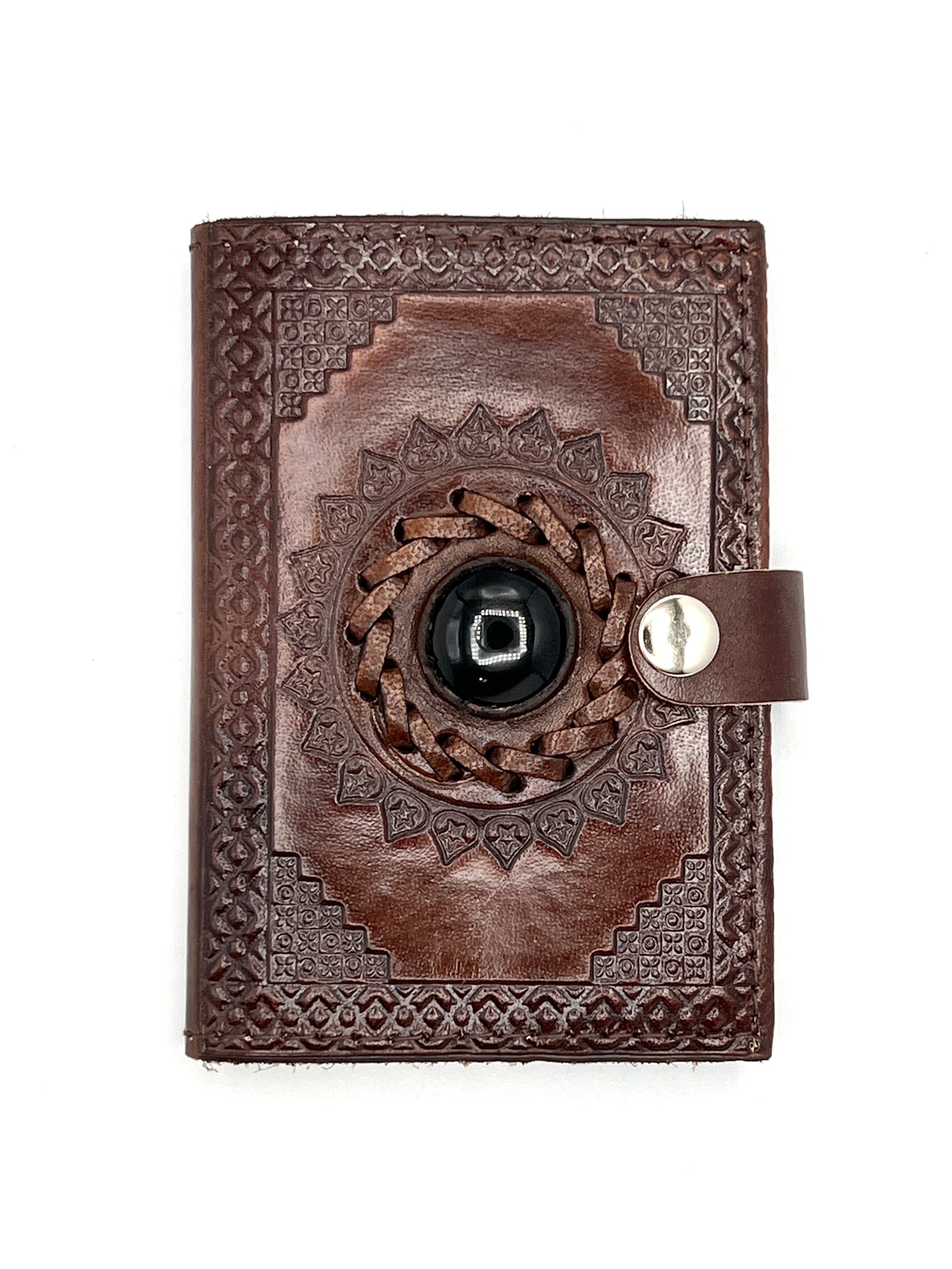 Camel Leather Gemstone Journal | Star Mandala | 5" x 3.5" x 1/2"