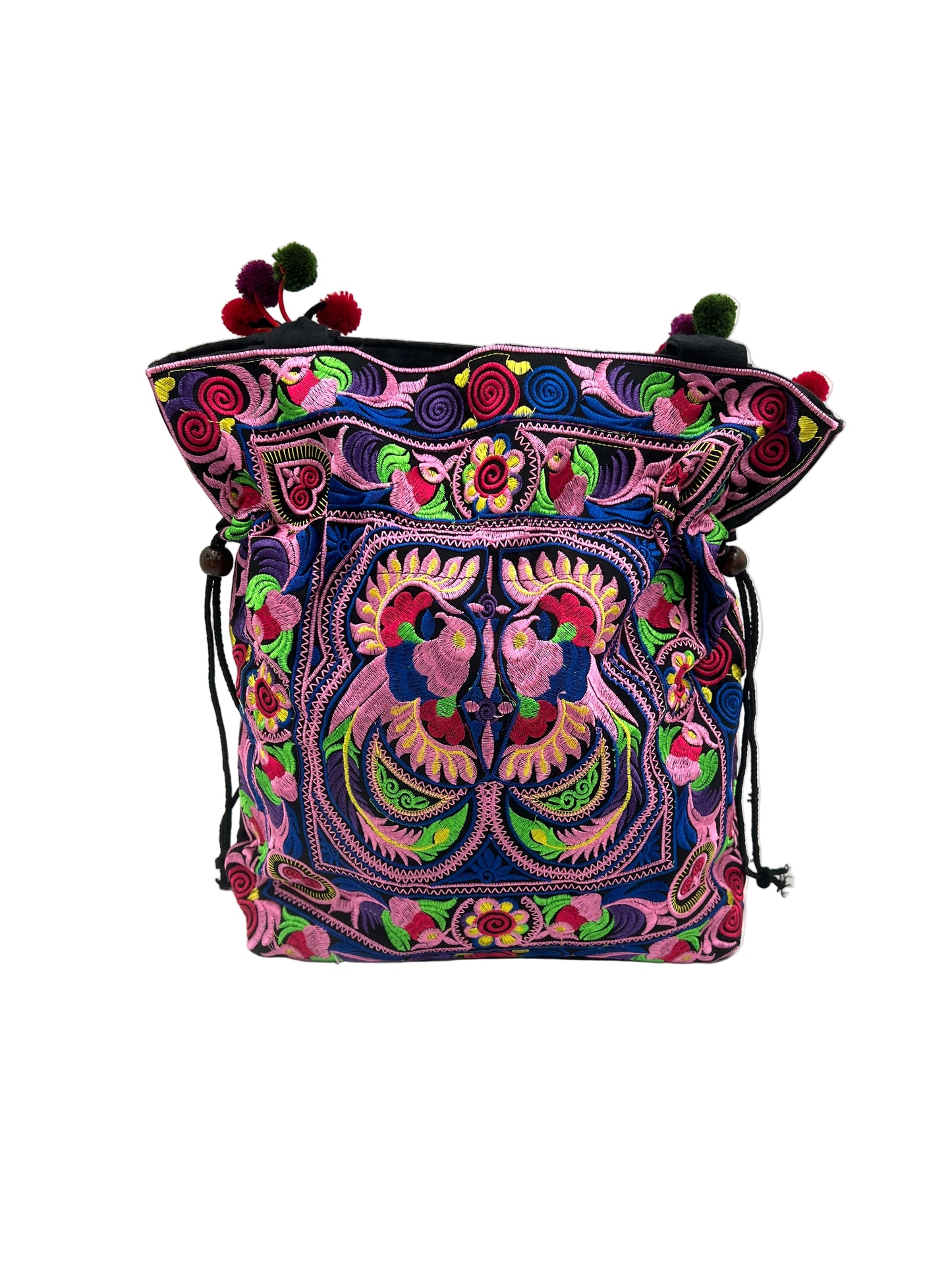 Embroidered Bird Shoulder Bag