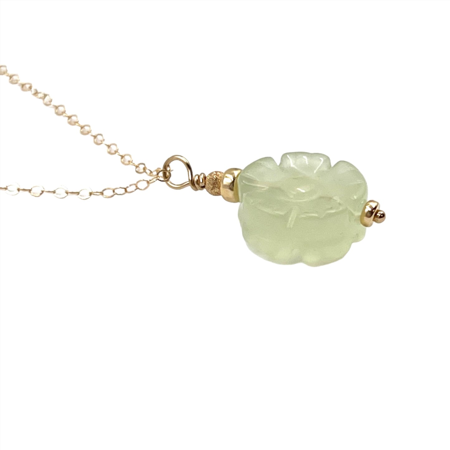 Jade Flower Gold Filled Necklace