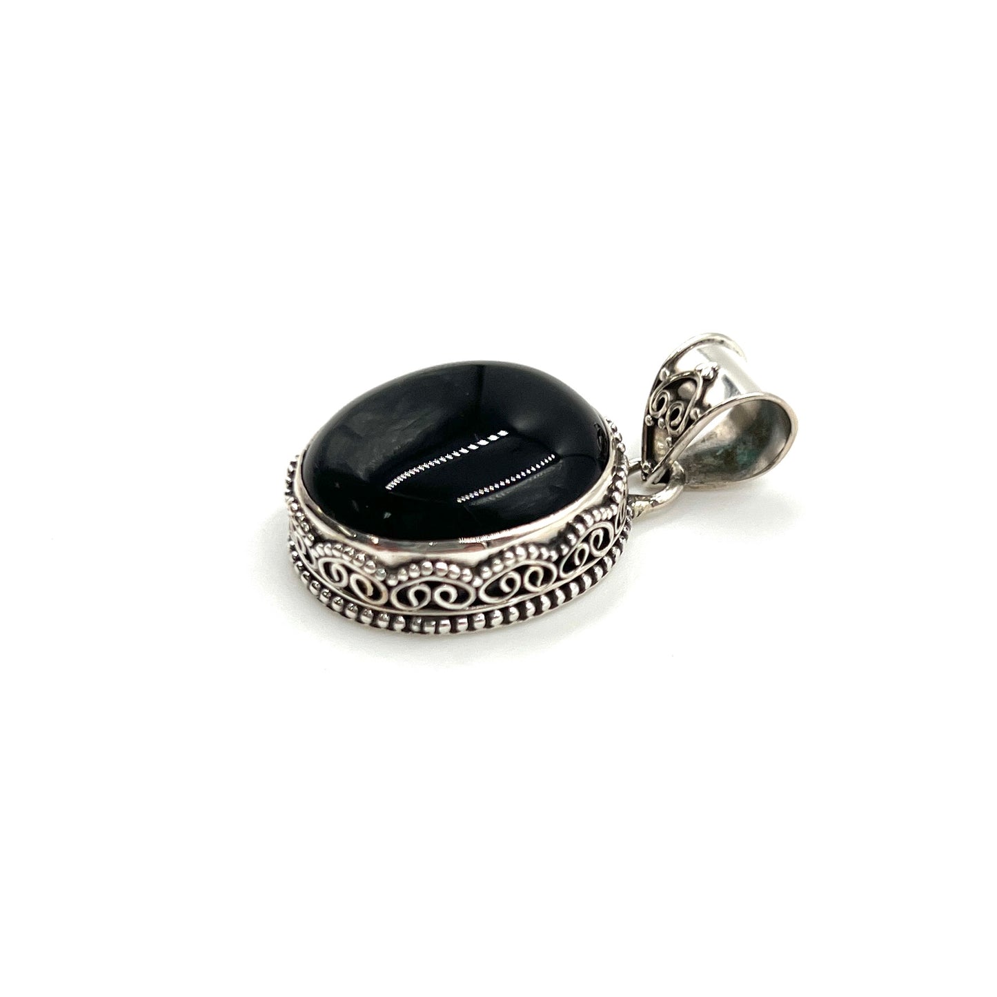 Onyx Filigree Oval Pendants