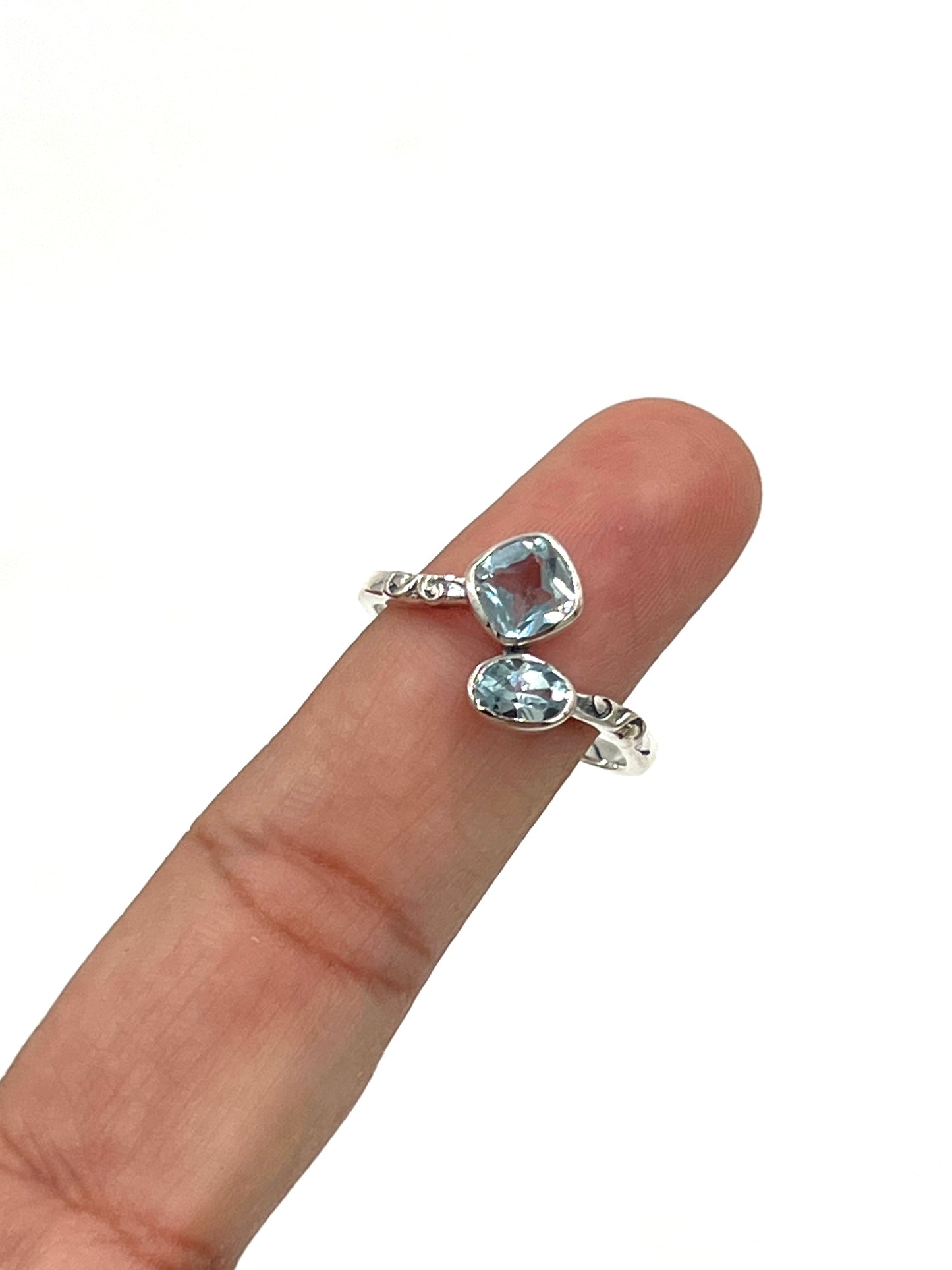 Square Blue Topaz Ring