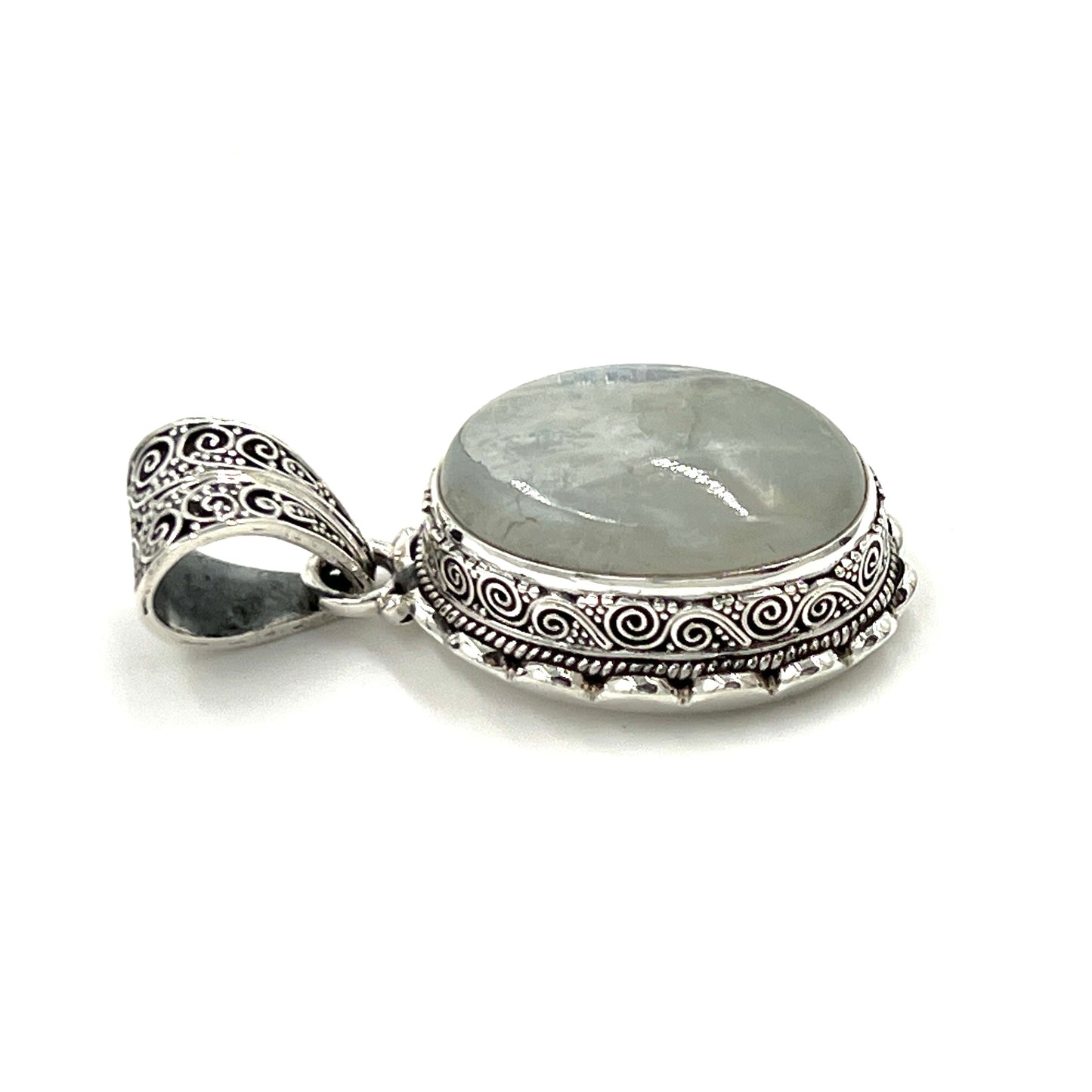 Sterling Silver Filigree Oval Moonstone Pendants