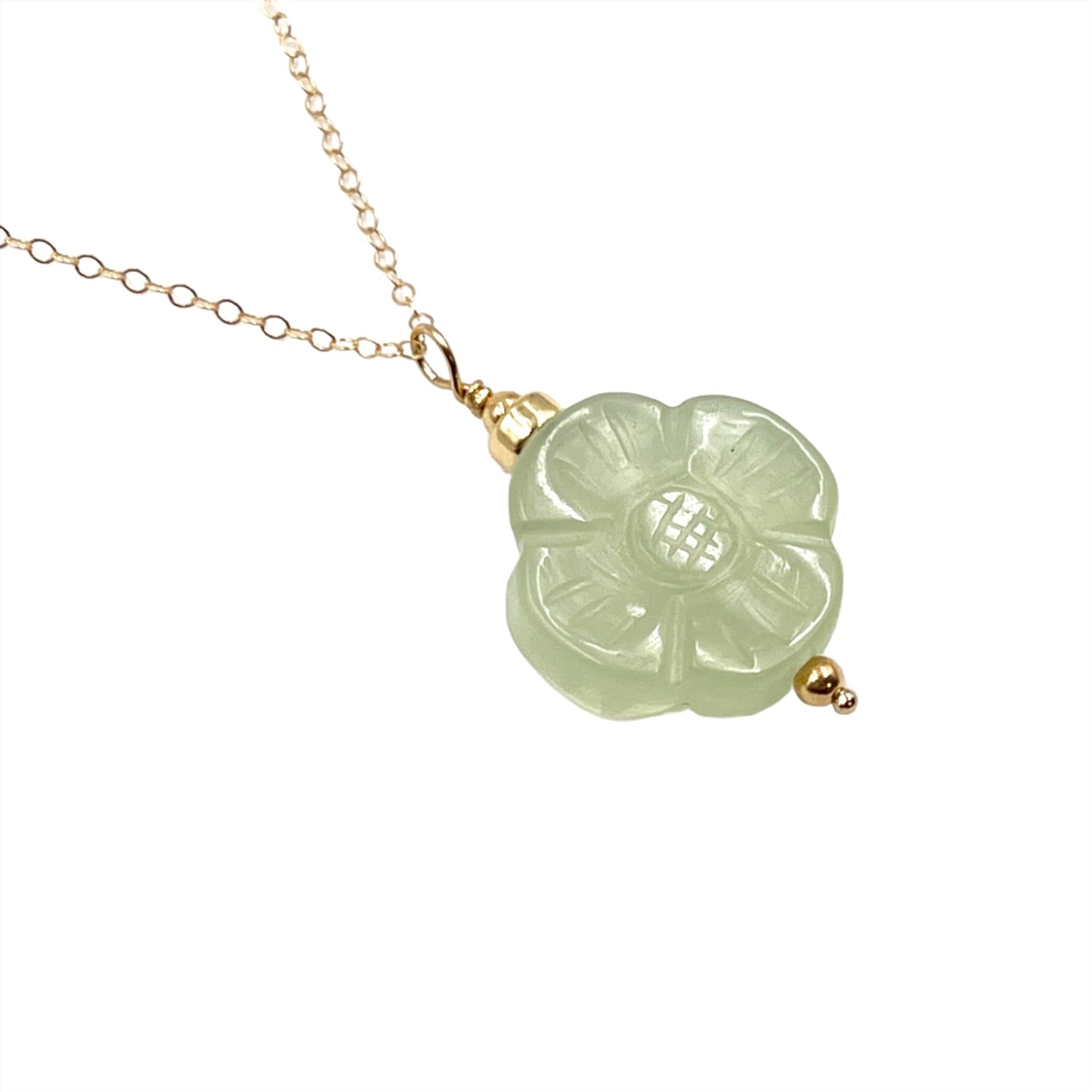 Jade Flower Gold Filled Necklace