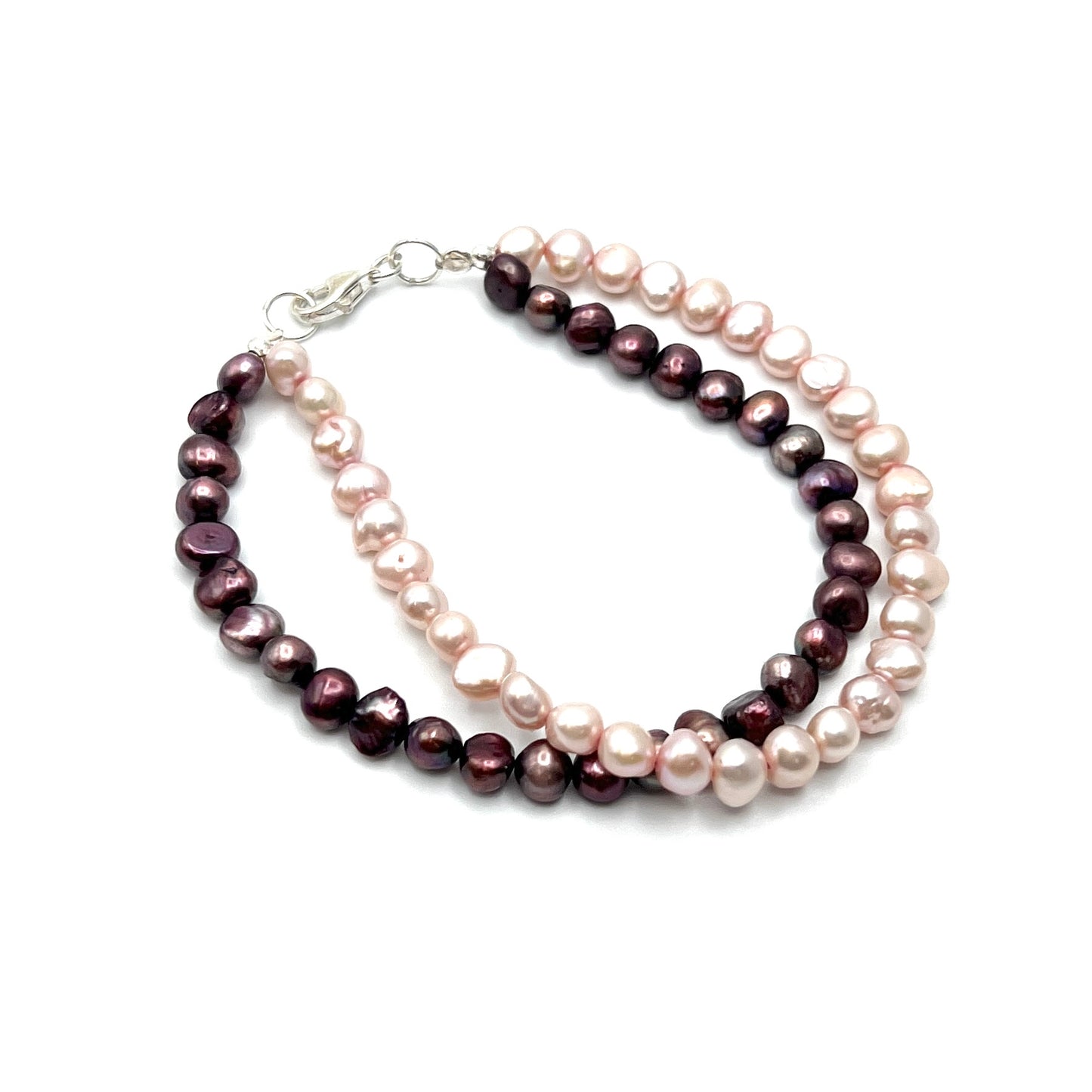 Sterling Silver Double Strand Pearl Bracelet