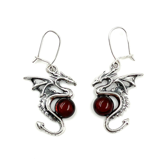 Amber Dragon Dangle Earrings