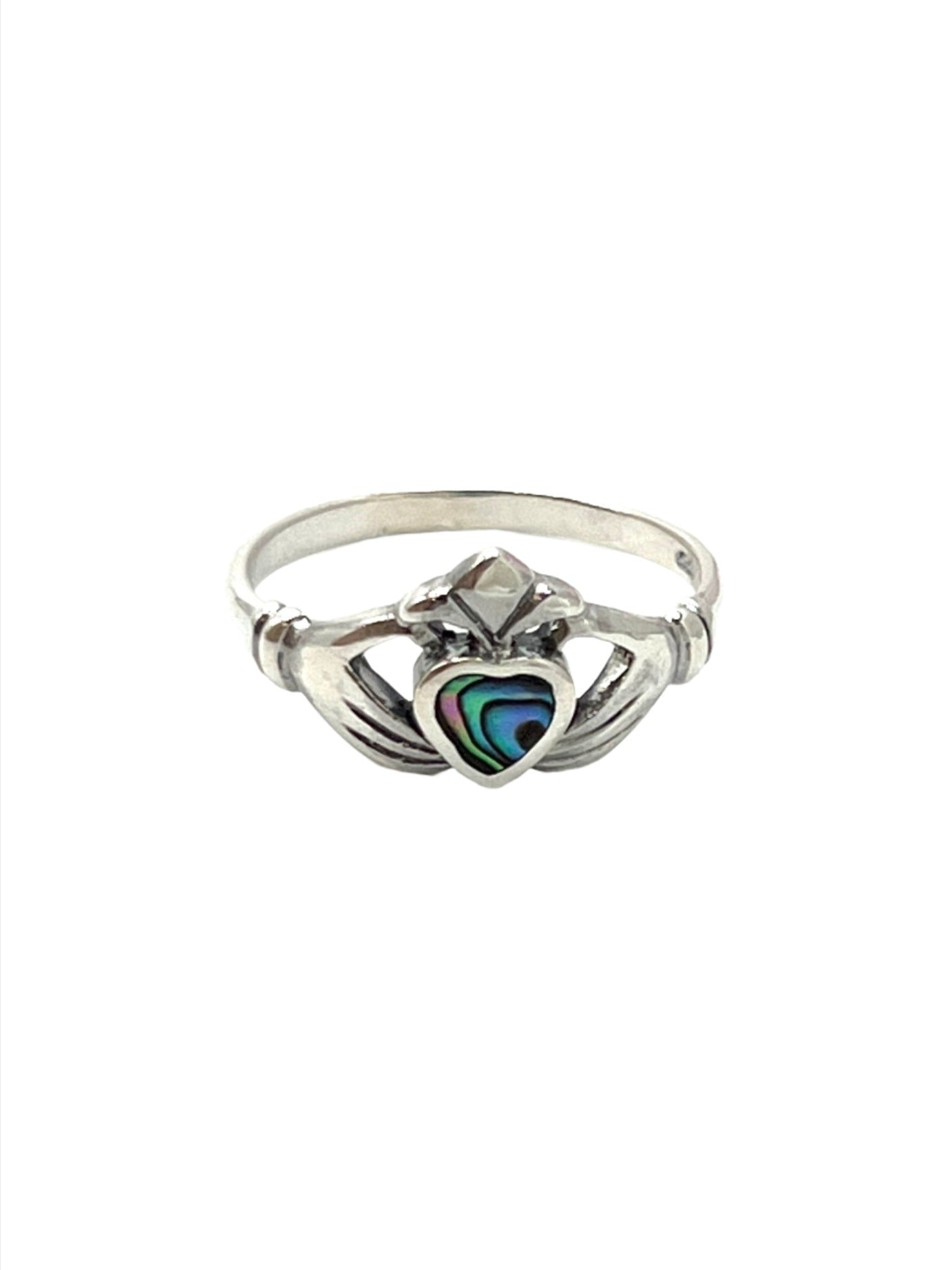 Sterling Silver Shell Claddagh Heart Rings