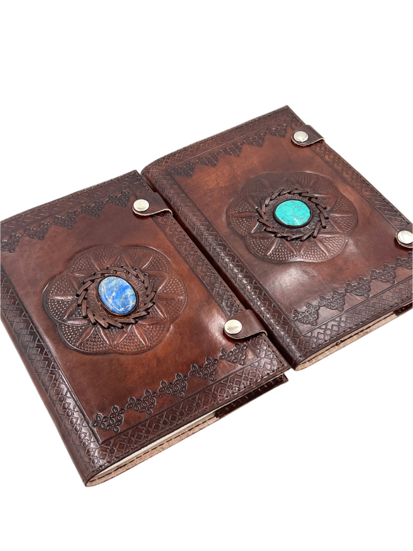 Camel Leather Gemstone Journal | Spiked Lotus | 9" x 6" x 1/2"