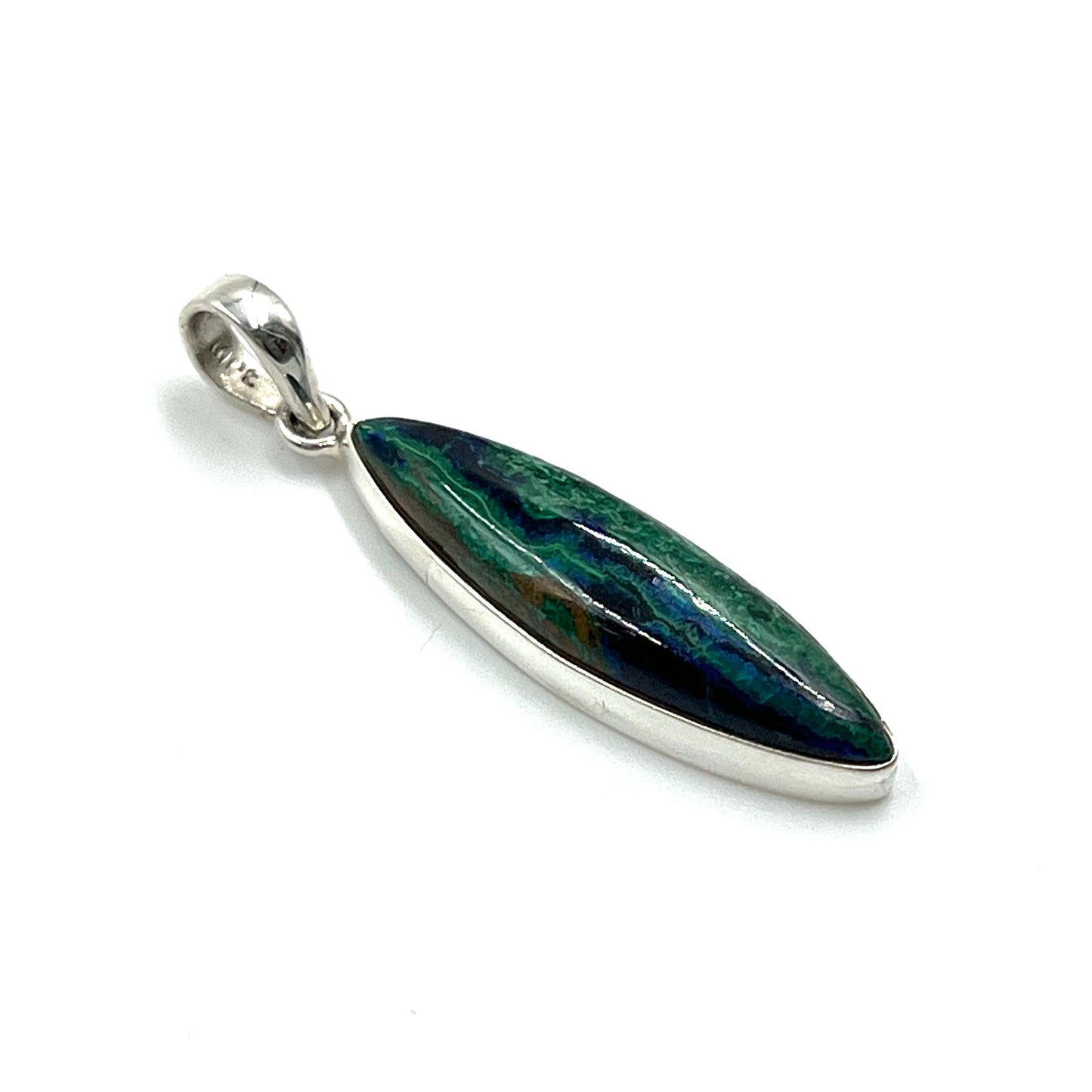 Sterling Silver Azurite Malachite Marquise Pendants