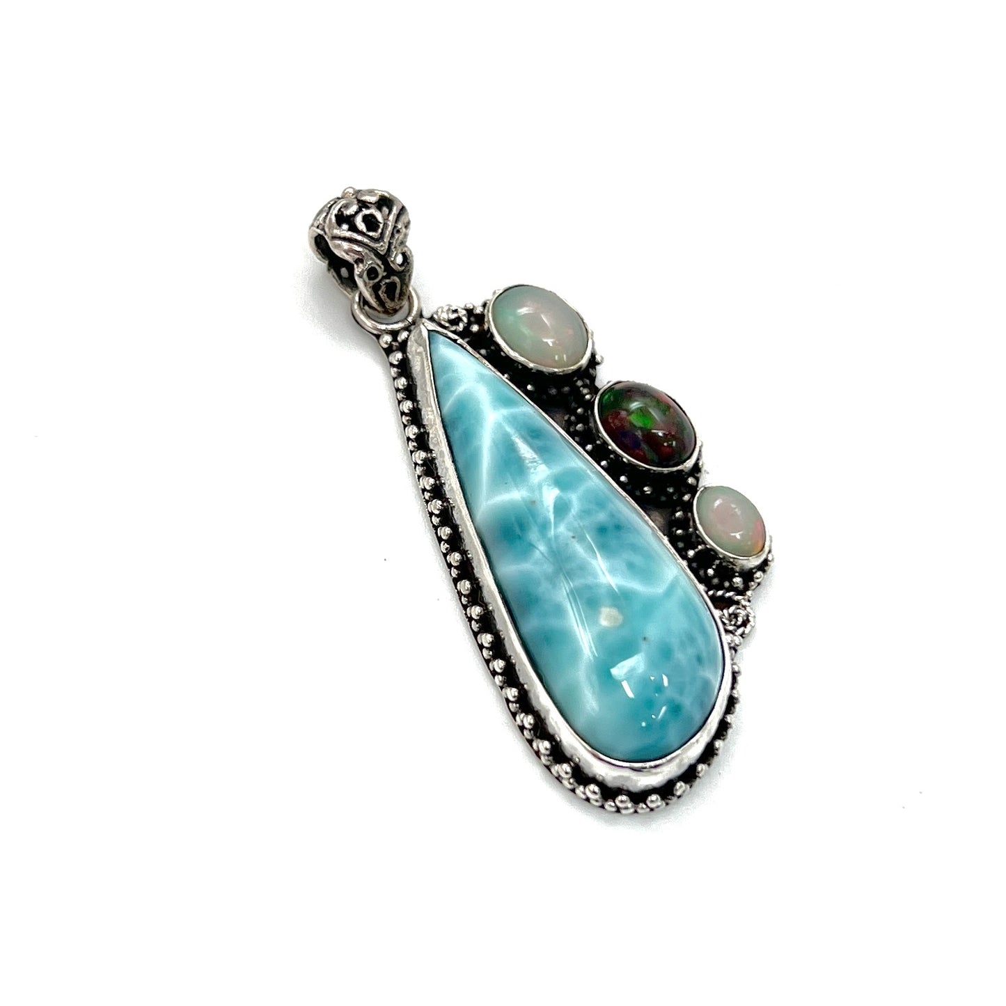 Sterling Silver Larimar & Triple Opal Pendants