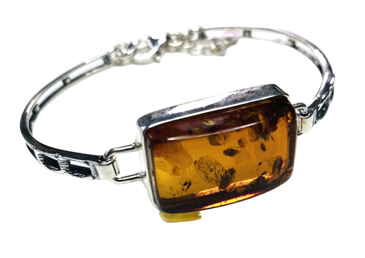 Sterling Silver Amber Rectangle Bracelet