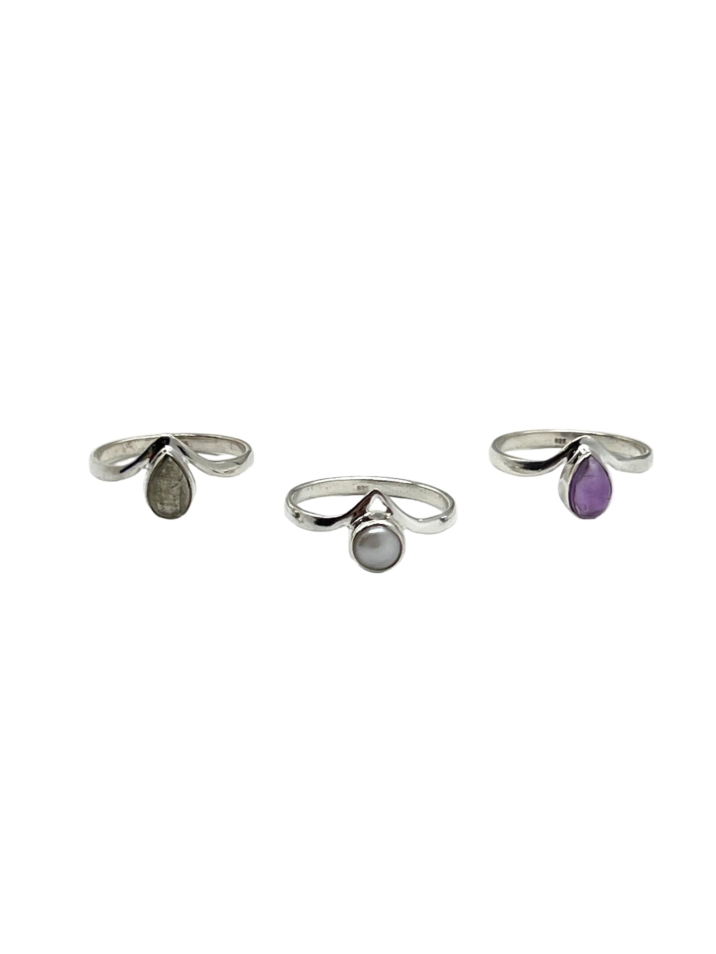 Teardrop Crown Gemstone Rings