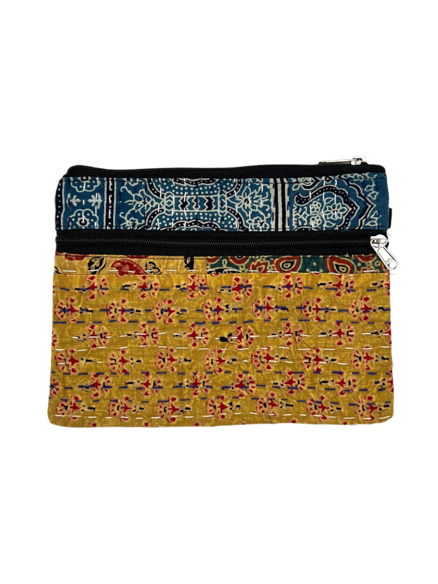 Block Print Kantha Coin Bag 10" x 7"