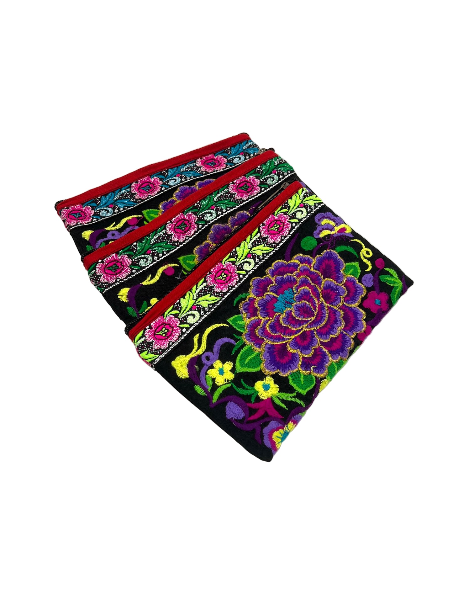 Embroidered Lotus Flower Coin Purse