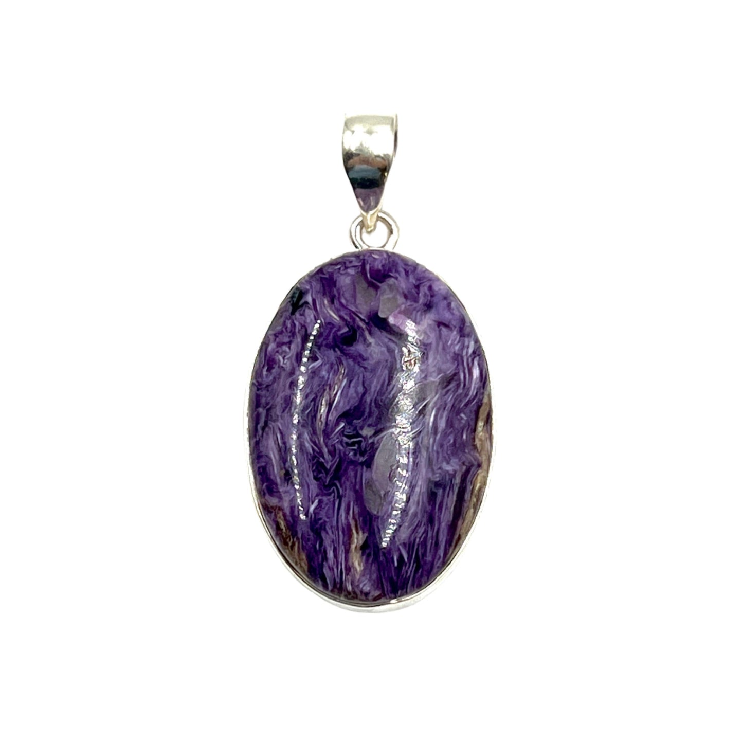 Sterling Silver Charoite Oval Pendants