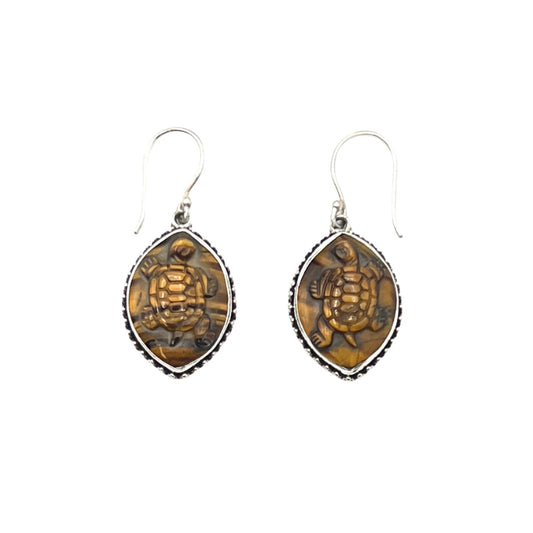 Tigers Eye Turtle Earrings