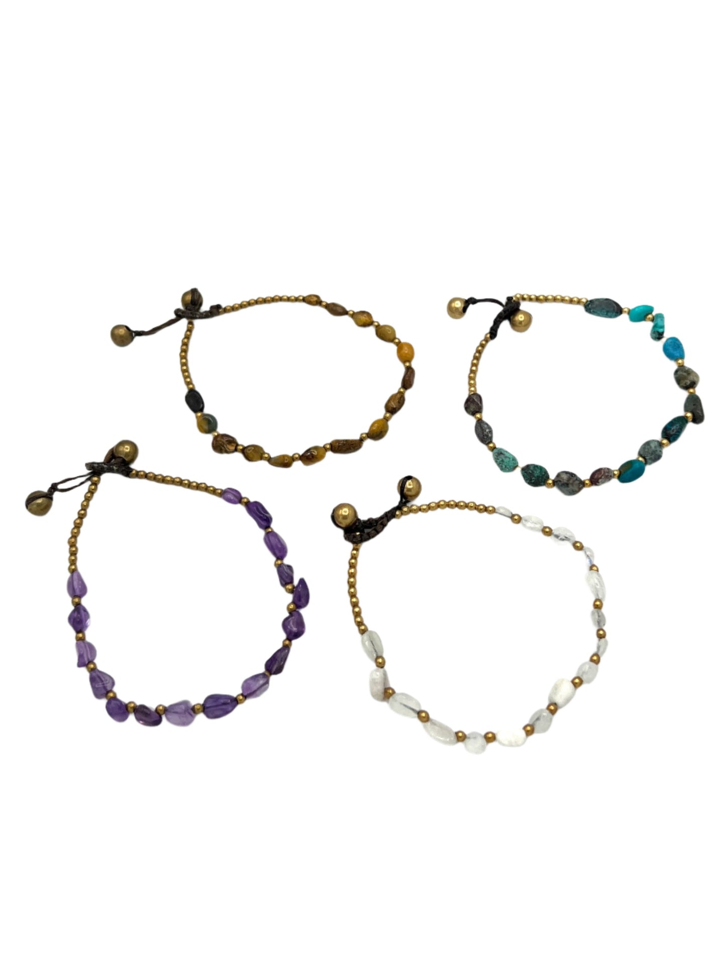 Freeform Gemstone Brass Bracelets